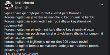 Besi Bekteshi: Ja si ngjitet korona sipas idiotëve që drejtojnë shtetet!