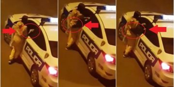 Skandal/ Efektivi i policisë në shërbim bën skena të turpshme, prek në vende intime vajzën në mes të rrugës (Video)