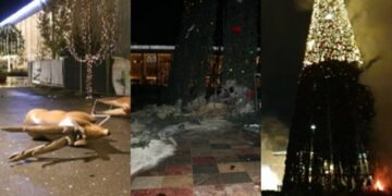 Ikën militantët e LSI – PD: Ja çfarë lanë pas në shesh Tiranën e zbukuruar për festat e funvitit në kohë pandemie