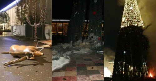 Ikën militantët e LSI – PD: Ja çfarë lanë pas në shesh Tiranën e zbukuruar për festat e funvitit në kohë pandemie