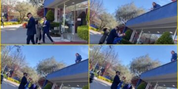 VIDEO/ Rama ngre nga toka flamurin e PD-së, përballet me demokratin e flaktë që i varet nga ballkoni: O Sandër, futu brenda!