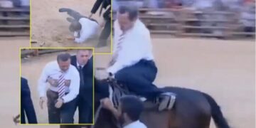 Ja si e pëson Erdogan! Nuk arrin të qëndrojë as një minutë në shpinën e kalit: Rrëzohet keq duke rrezikuar jetën (Video)