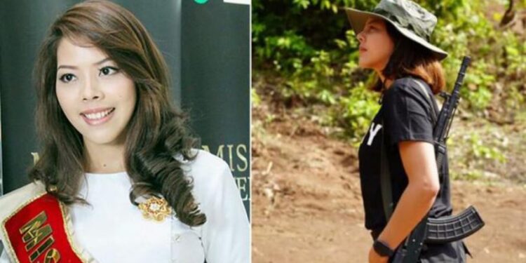 Ish-mbretëresha e bukurisë me armë në sup në xhungël, për të luftuar për vendin e saj