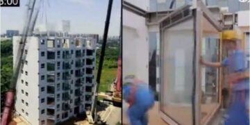 VIDEO/ Kina arrin një tjetër rekord: Për 28 orë përfundon ndërtimet e një pallati të lartë