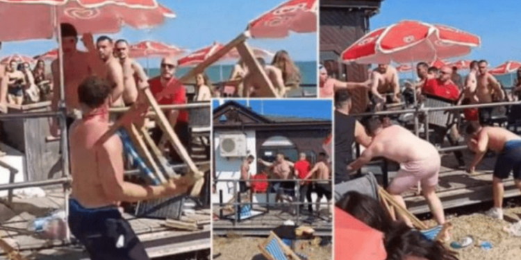 Karrige e shezlongë kokës! Plas keq sherri mes plazhistëve: Publikohet VIDEO se si fluturojnë në ajër gjërat e plazhit