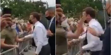 VIDEO/ Presidenti francez qëllohet me shuplakë nga një qytetar në turmë
