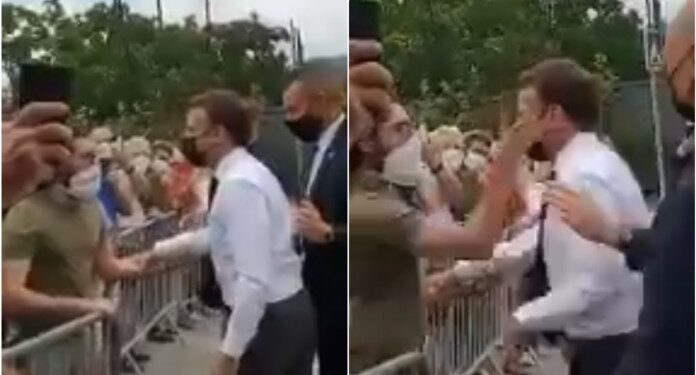 VIDEO/ Presidenti francez qëllohet me shuplakë nga një qytetar në turmë