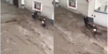 Video që po ‘thyen’ rrjetin/ Qytetari austriak bën aktin heroik: Hidhet në mes të rrjedhës së ujit për të shpëtuar çiftin turk
