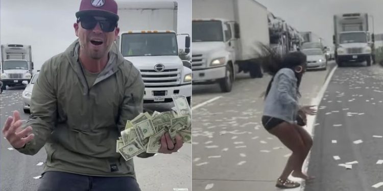 VIDEO e pabesueshme por e vërtetë/ ‘Shi parash’ bien nga qielli. Rruga mbushet me mijëra kartëmonedha, qytetarët zbarkojnë nga makinat për të mbledhur. Pamjet bëjnë xhiron e botës