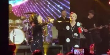 VIDEO/ Qejf or qejf bëjnë politikanet! Me birrë në dorë “patriotja” Kryemadhi ngjitet në skenë, i’a merr këngës së Hajredin Pashës