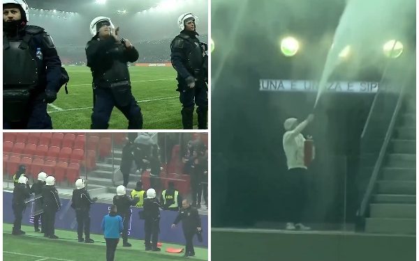 Skandal në Tirana-Vllaznia, tifozët hapin fikëset e zjarrit dhe thyejnë stola: Dështon ”prova” para syve të UEFA-s