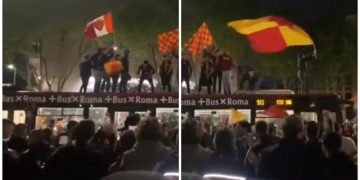 VIDEO/ “Në Tiranë shkojmë me not”! Tifozët e Romës nuk përmbahen në festën për finalen