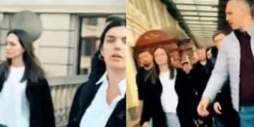 Video/ Çfarë ndodhi në Lviv, Angelina Jolie filmohet duke vrapuar për tu strehuar