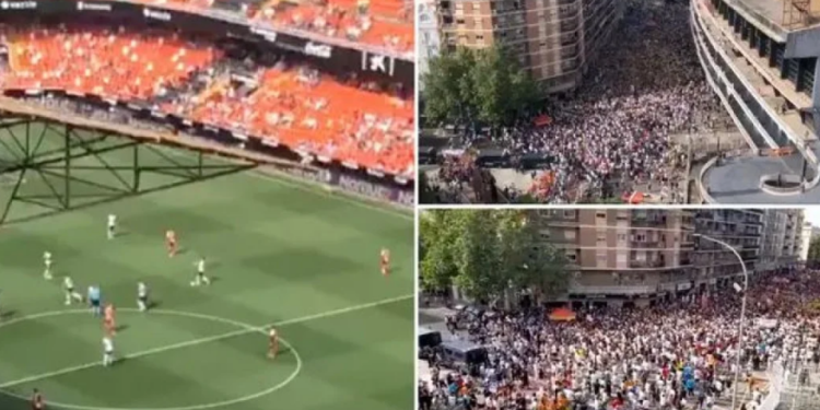 VIDEO/ Skena të pabesueshme nga Valencia! Stadiumi ishte bosh dhe dëgjohej kënga e 10.000 tifozëve nga jashtë “Mestalla”, tifozët për t’u duartrokitur
