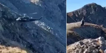 Video/ Momentet e pabesueshme kur piloti italian i shpëton vdekjes megjithse helikopteri prek hundën me shkëmbin në lartësi