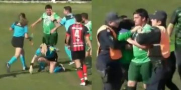 VIDEO/ Arbitria femër sulmohet nga lojtari, arrestim në mesin e fushës