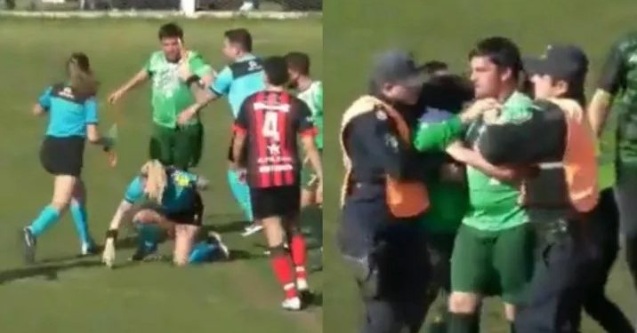 VIDEO/ Arbitria femër sulmohet nga lojtari, arrestim në mesin e fushës