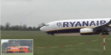 VIDEO/ Momentet e tmerrit kur avioni me pasagjerë ulet me hundën në asfalt pas dështimit të rrotave në fluturimin Liverpol-Dublin