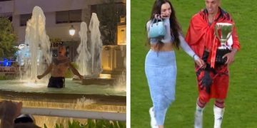 VIDEO/ Festa e madhe e Granadas, tifozët e detyruan Uzunin të hidhet në shatërvan