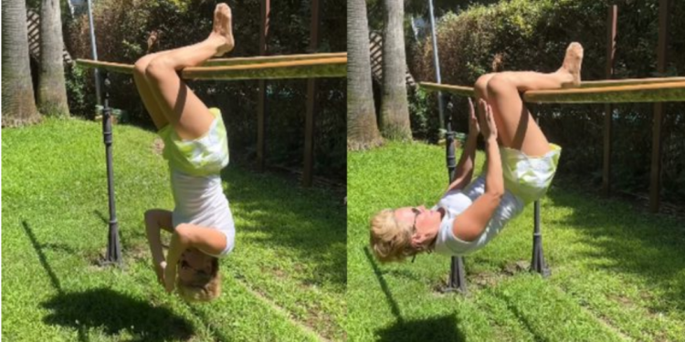 Me këmbët e fiksuara në hekur tek duke bërë ushtrime për muskujt e barkut: Monika Kryemadhi “i vë flakën rrjetit” (Video)