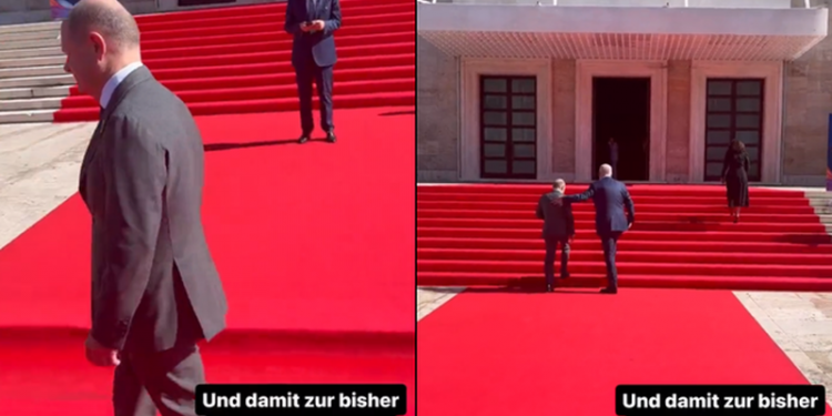 VIDEO: Kancelari gjerman Scholz bëhet “meme” në Shqipëri, humbi rrugën si Biden